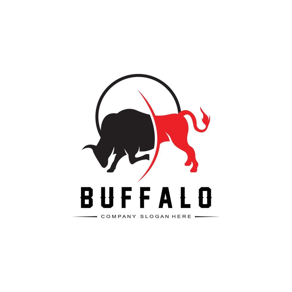 ícone de vetor de logotipo de búfalo touro de bisão, design de logotipo retrô vintage de animais de fazenda