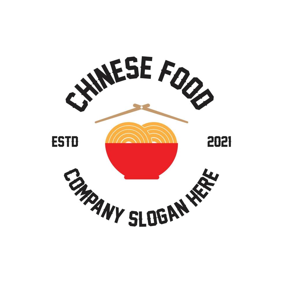 uma coleção de inspiração de logotipo de macarrão. comida chinesa e modelo de design de tigela. ilustração do conceito retro vetor