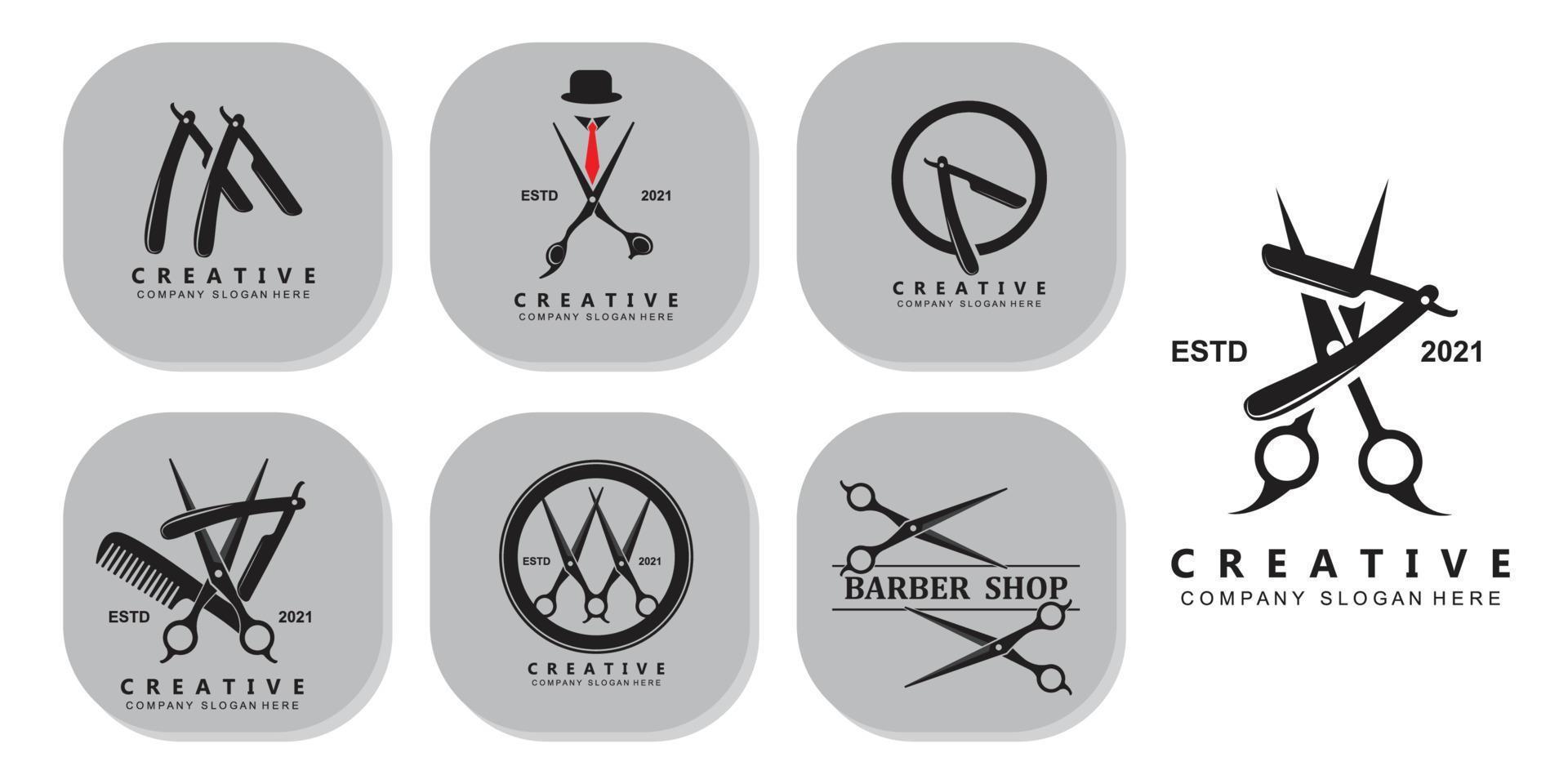barbeiro ferramenta tesoura logotipo ícone fundo símbolo vetor