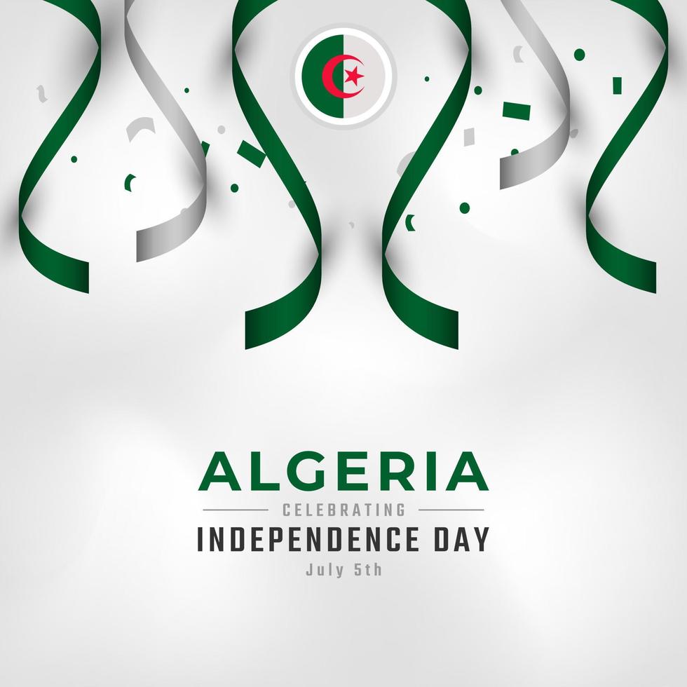 feliz dia da independência da argélia 5 de julho celebração ilustração vetorial de design. modelo para cartaz, banner, publicidade, cartão de felicitações ou elemento de design de impressão vetor