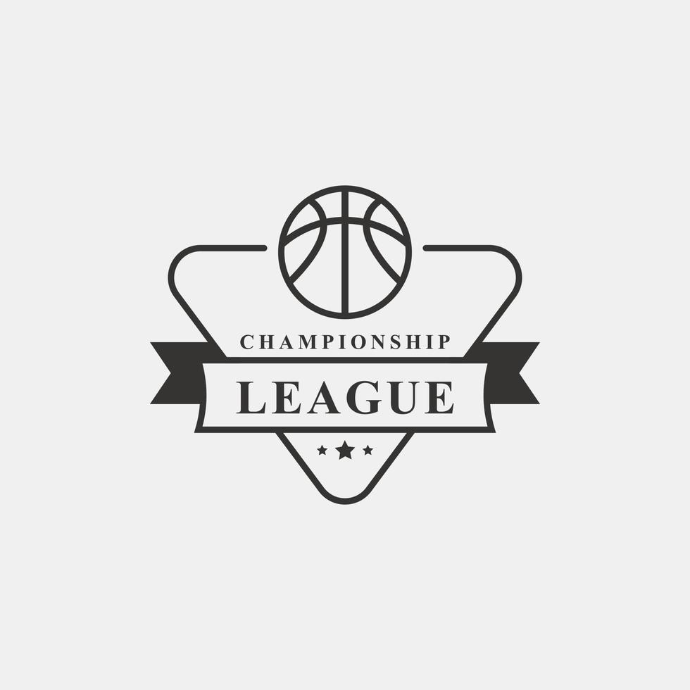 inspiração de design de vetor de logotipo de jogo de campeonato de clube de basquete retrô vintage