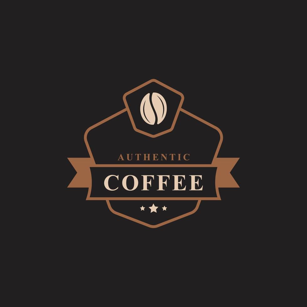 logotipos de café clássico retrô distintivo. xícara, feijão, café estilo vintage design ilustração vetorial vetor