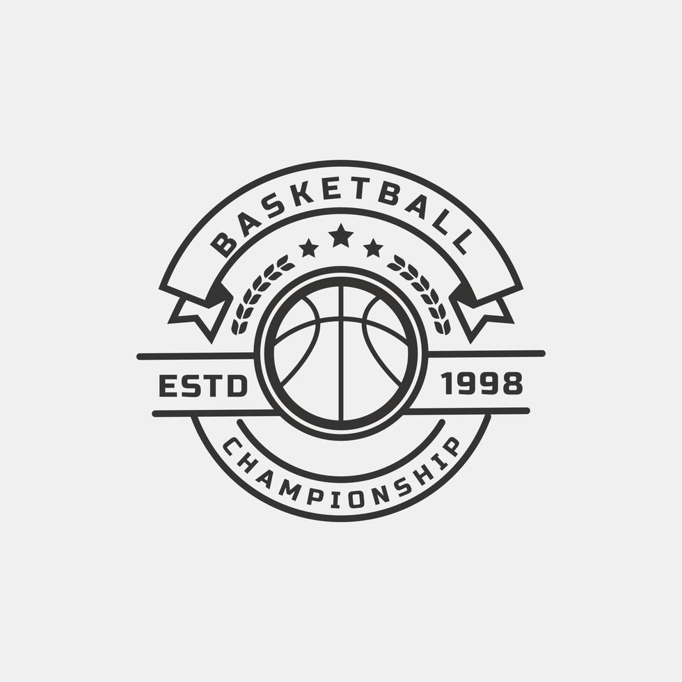 inspiração de design de vetor de logotipo de jogo de campeonato de clube de basquete retrô vintage