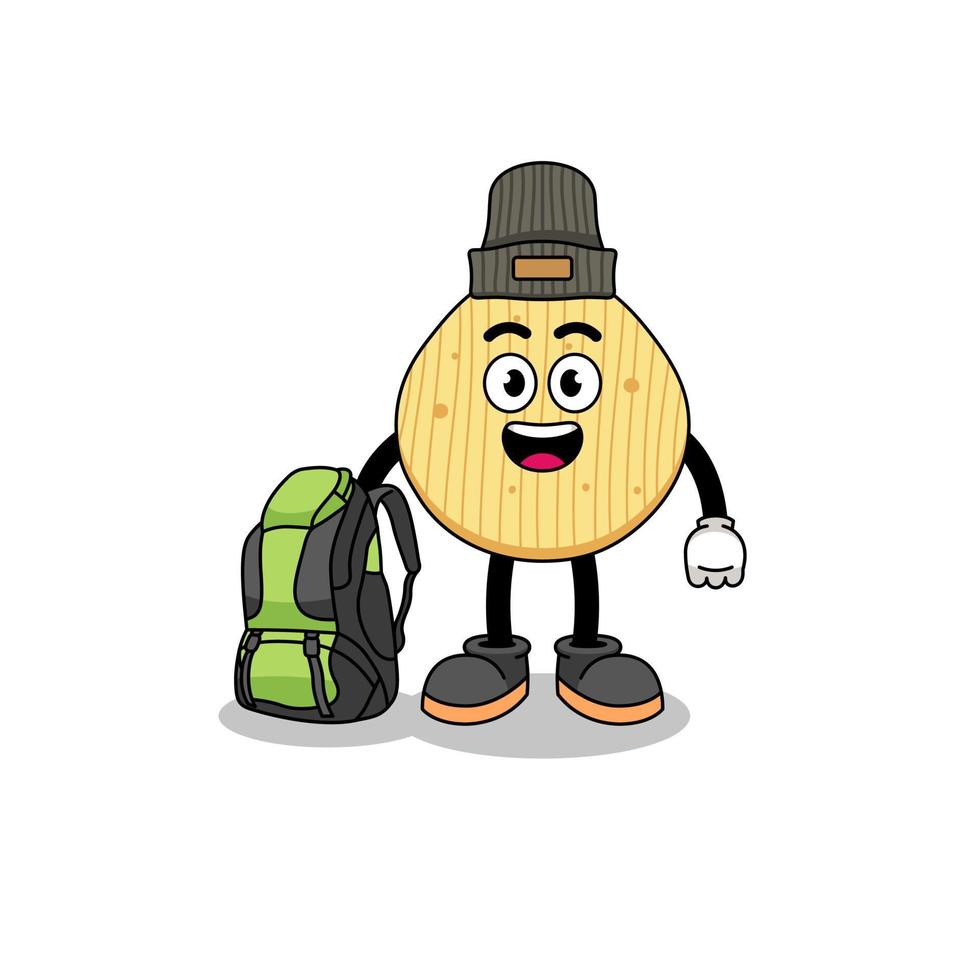 ilustração de mascote de batata frita como um caminhante vetor