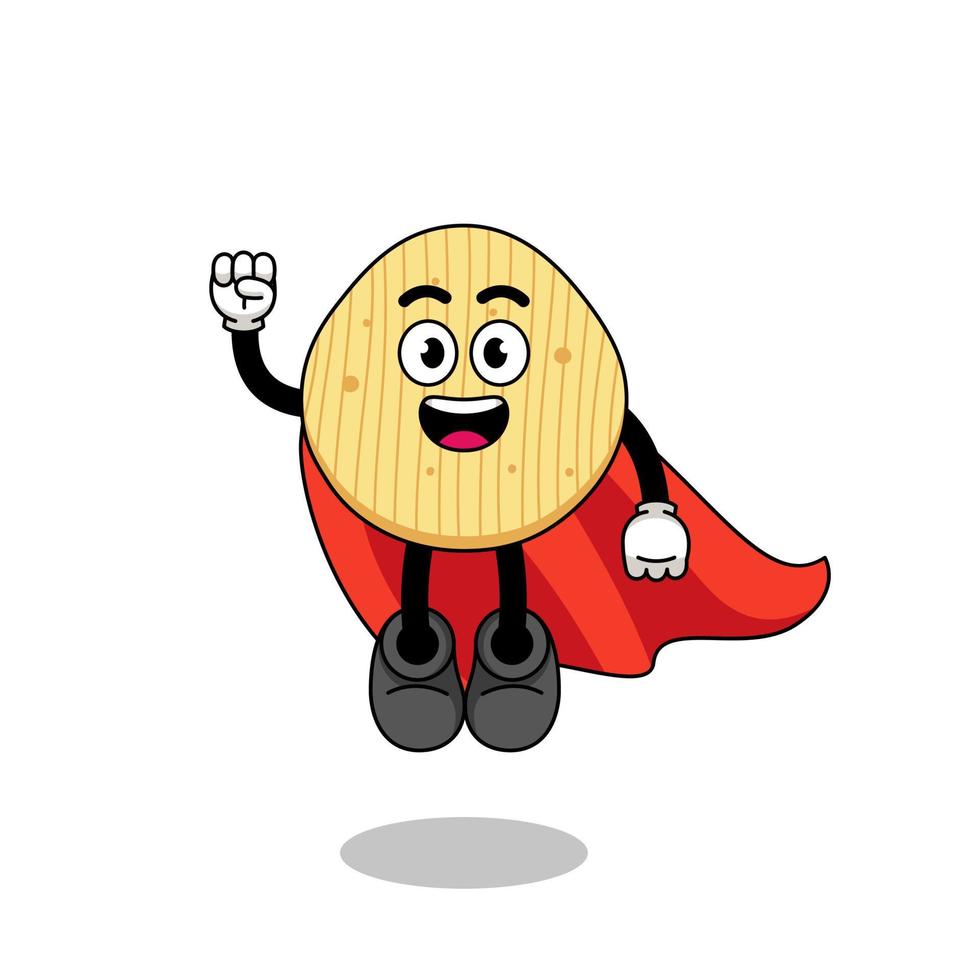 desenho de batata frita com super-herói voador vetor