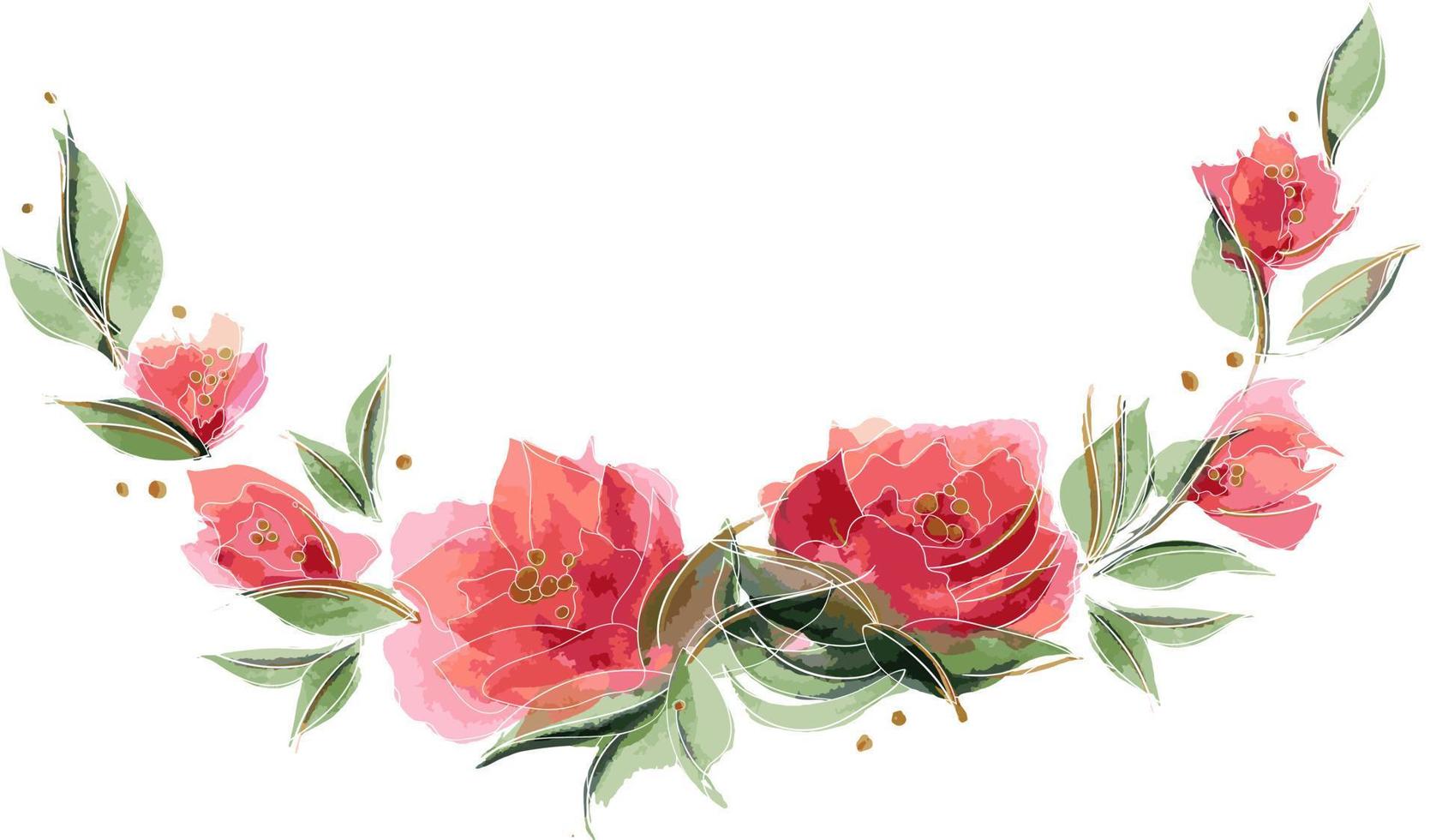 guirlanda de rosa floral rosa vetor