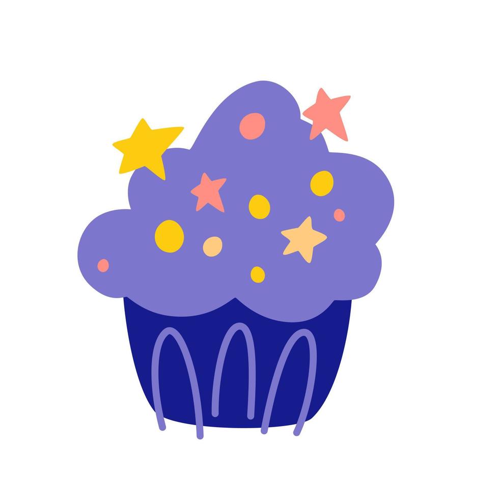 muffin. cupcake com glacê. comida doce. dia dos namorados, romântico, símbolo de feriado de aniversário. sobremesa estilo cartoon. ilustração vetorial para cartão, impressão, adesivos, design de cartazes. vetor