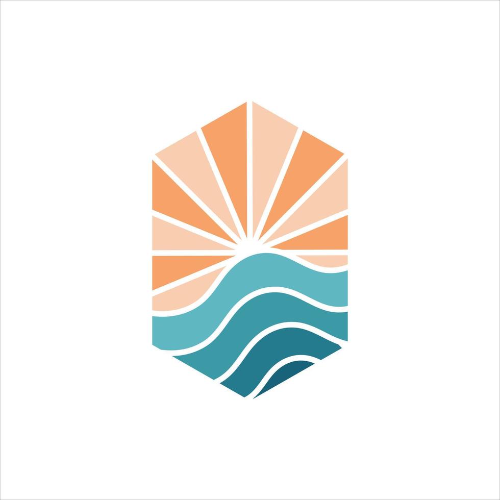 design de ilustração de logotipo de onda do nascer do sol moderno vetor