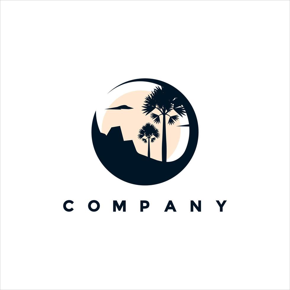 design de ilustração de logotipo de palmeira ao ar livre plana vetor