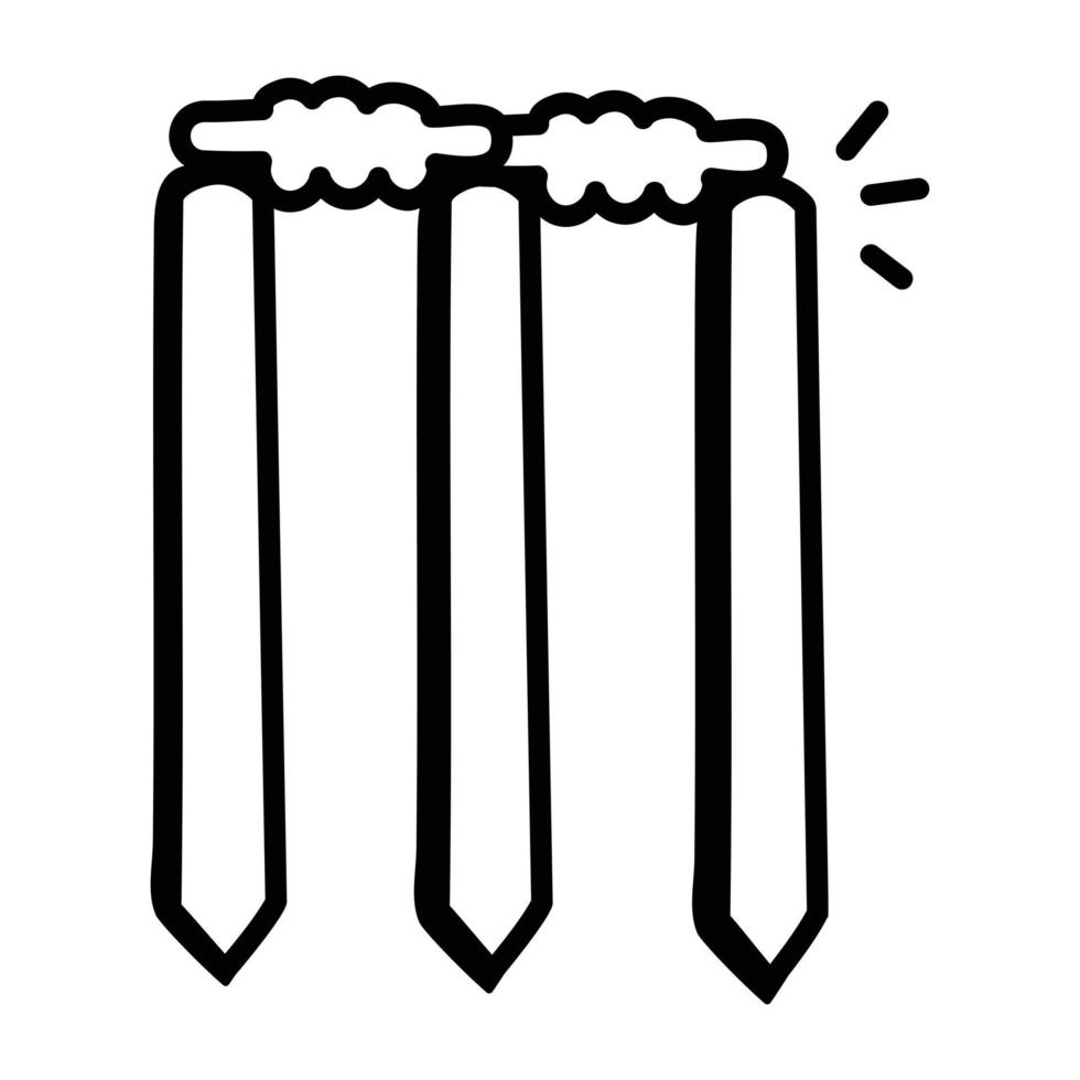 acessório esportivo, um ícone editável do postigo de críquete vetor