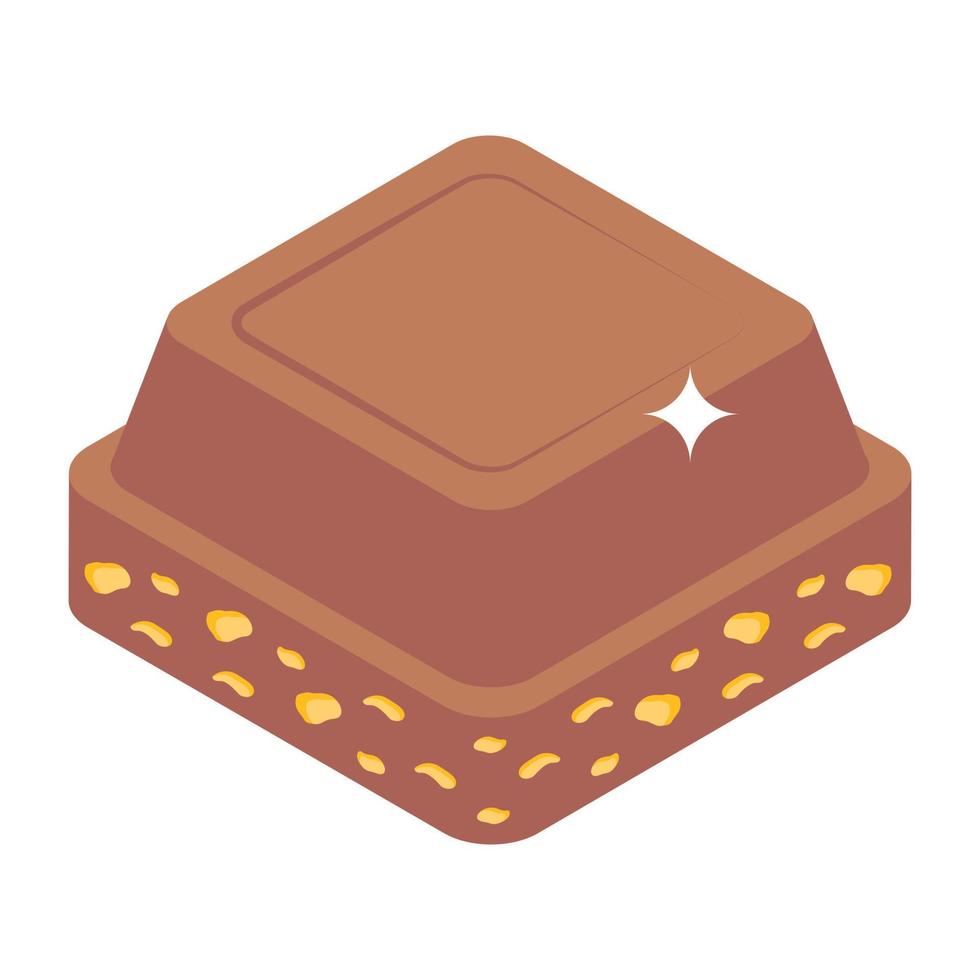 ícone isométrico de bolo de chocolate gostoso vetor