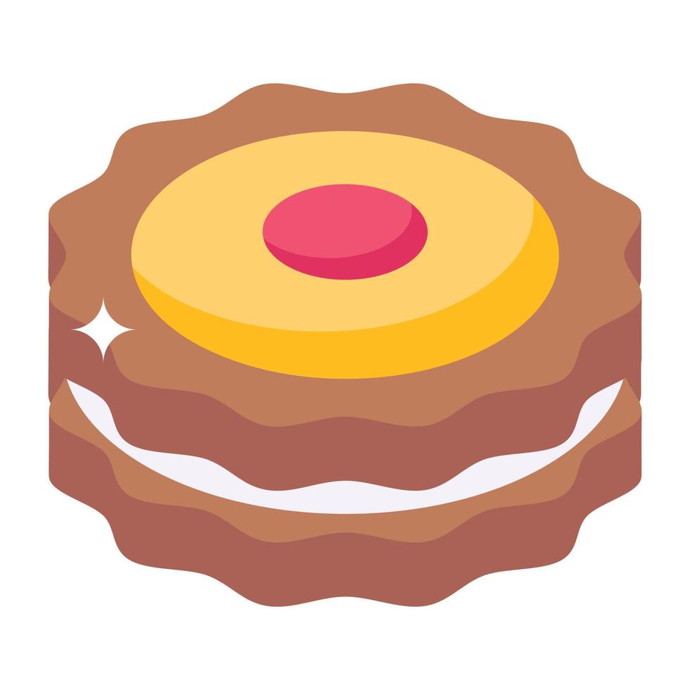 ícone isométrico de bolo de creme gostoso vetor