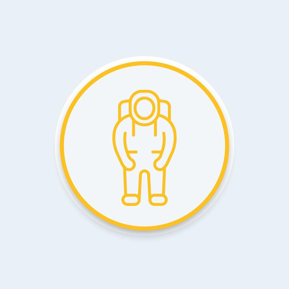ícone de linha de astronauta, ícone redondo de traje espacial, pictograma de astronauta, ilustração vetorial vetor