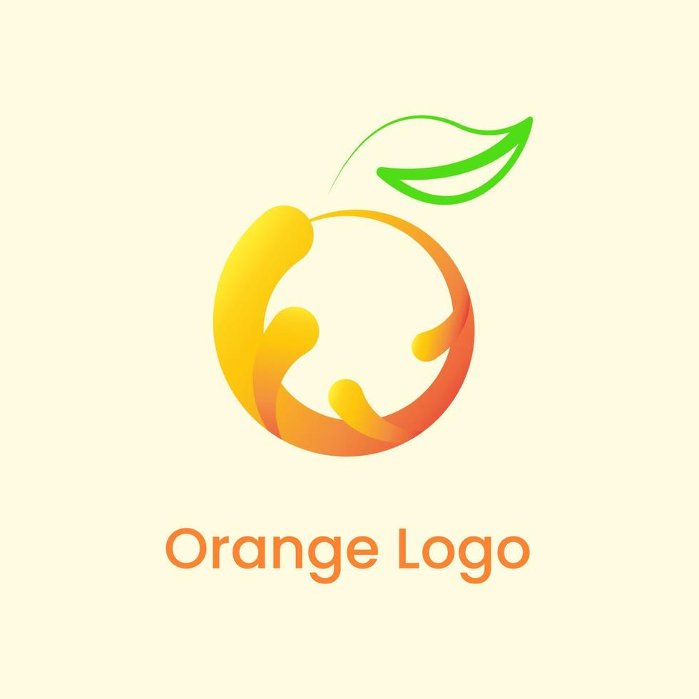 conceito de logotipo laranja. gradiente, simples, moderno, único, linha e logotipo de frutas. laranja e verde. adequado para logotipo, ícone, símbolo e sinal. como logotipo de comida e bebida vetor