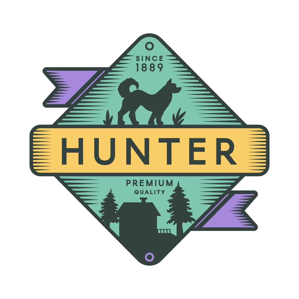 modelo de logotipo em cor retrô do hunter camp vetor