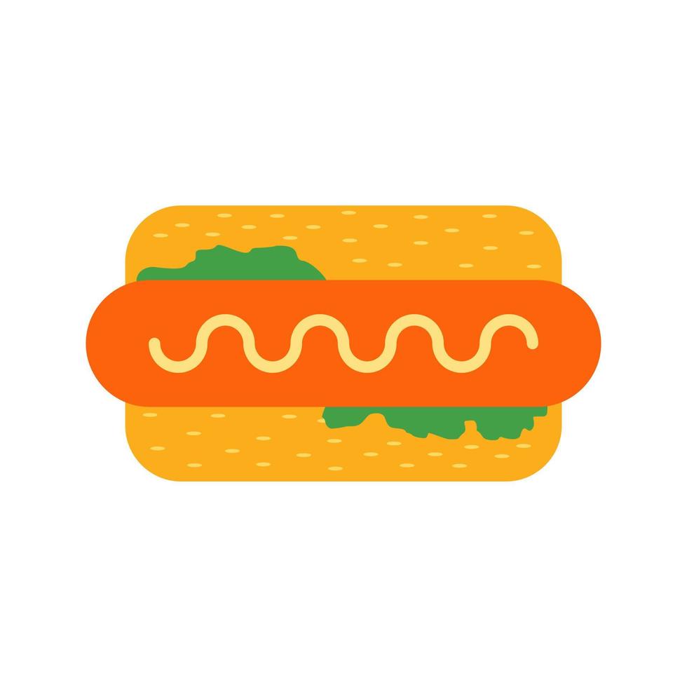 ícone multicolorido plano de cachorro-quente vetor