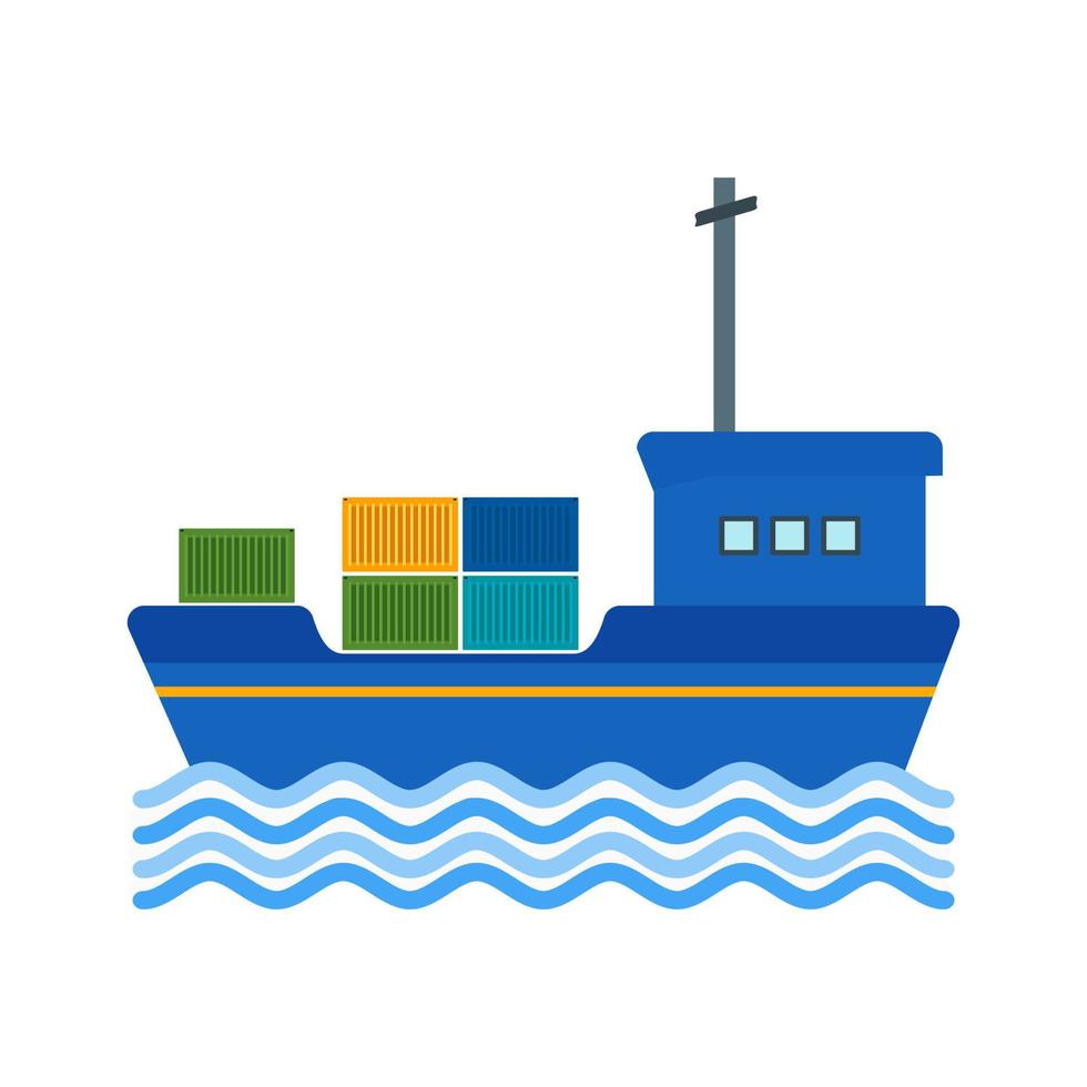 navio de carga i ícone multicolorido plano vetor