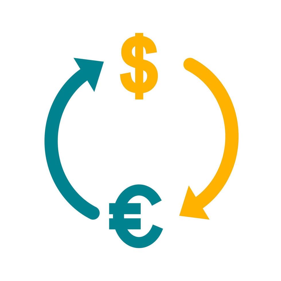 ícone multicolorido de dólar para euro vetor