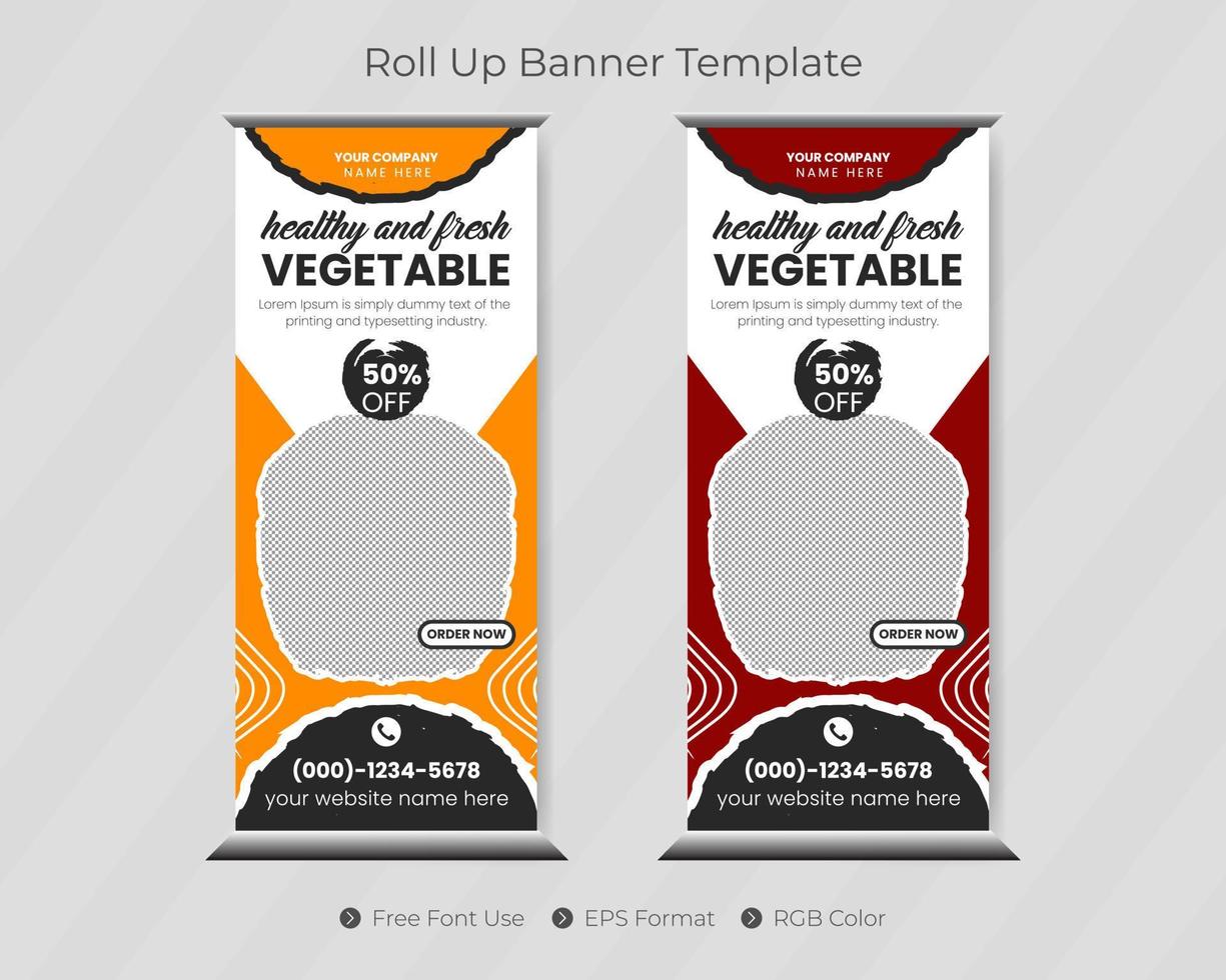 roll up banner template com restaurante pull up cover design pro download vetor