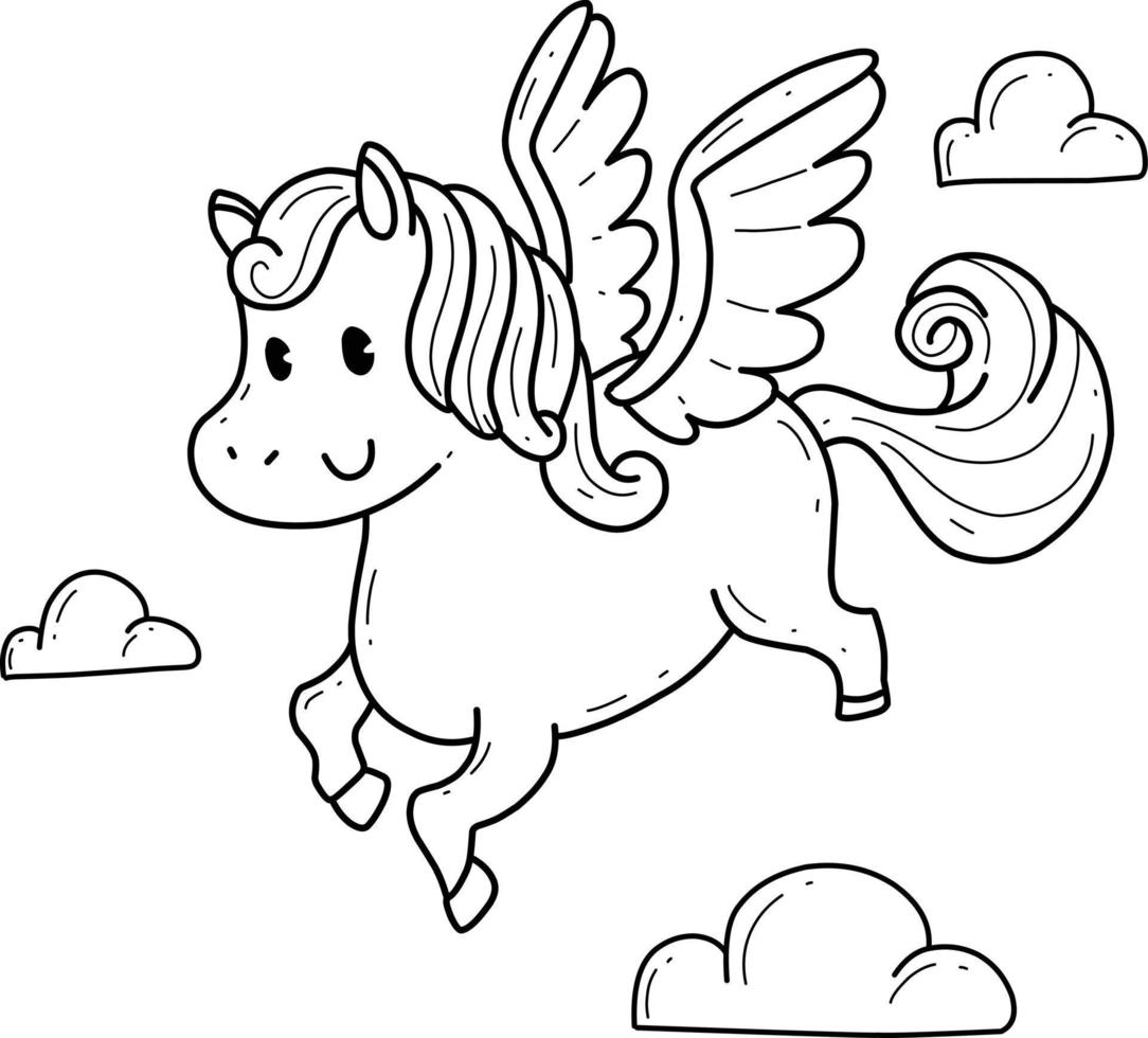 alfabeto de livro de colorir de animais. isolado no fundo branco. desenho vetorial pegasus. vetor