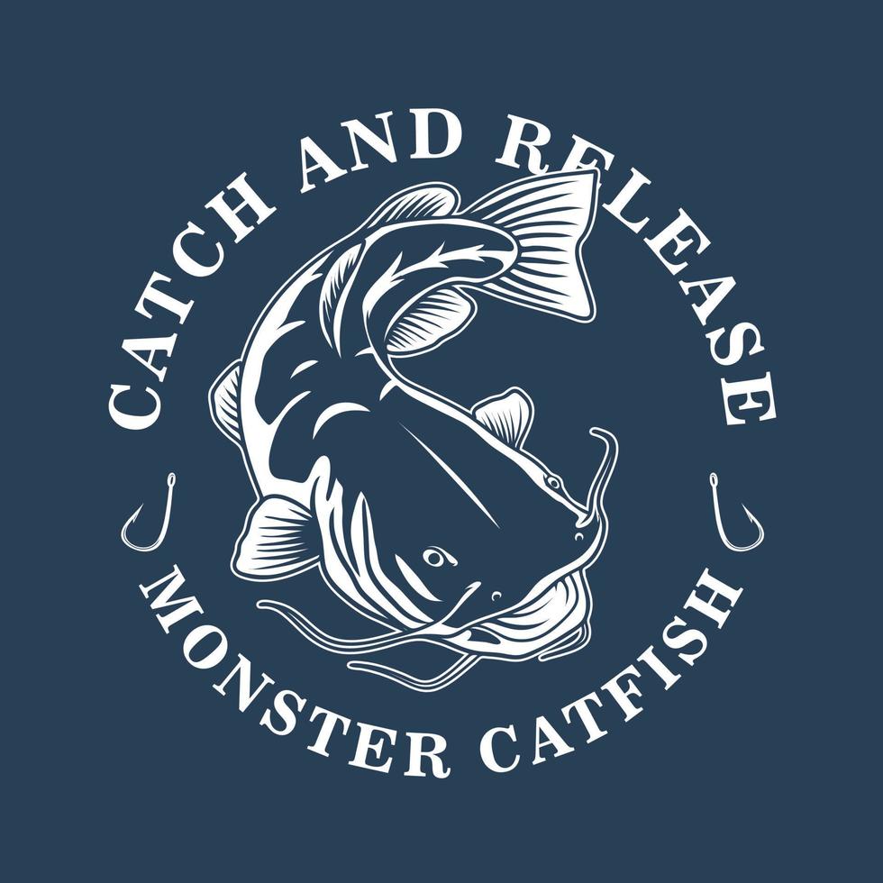 conceito de design de logotipo de pesca de peixe-gato vetor