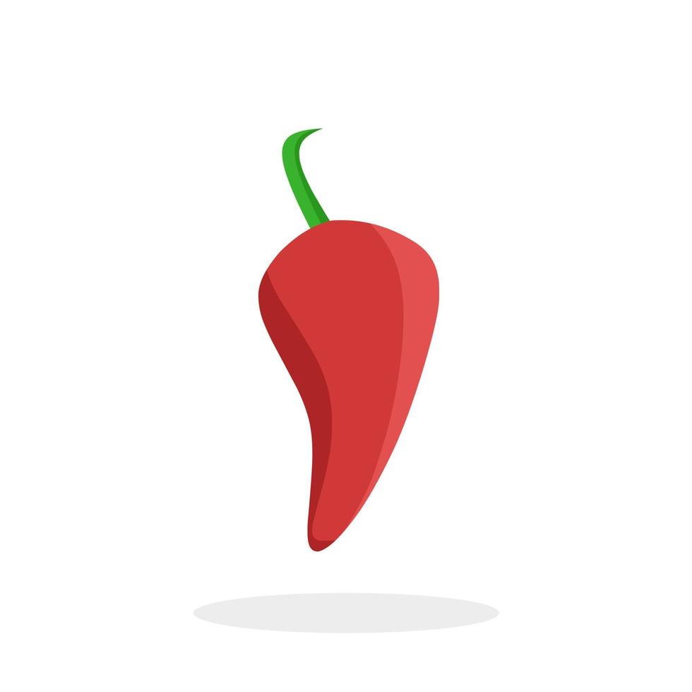 ilustração de ícone plano de pimenta vermelha fresca para elemento de design de menu de comida vetor