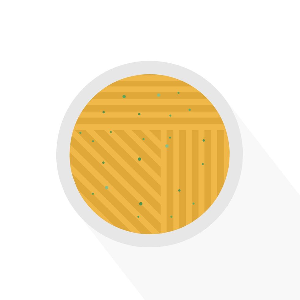 logotipo abstrato de uma tigela de macarrão com caldo e pedaços de pimentão verde vetor