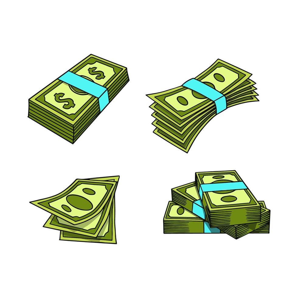 ilustração vetorial de dinheiro de papel-moeda. adequado para finanças, bancos ou transações. cor lisa com um estilo desenhado à mão vetor