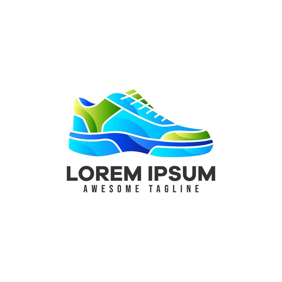 tênis ou logotipo de sapatos. um logotipo colorido de ilustração vetorial é adequado para esportes ou moda. vetor