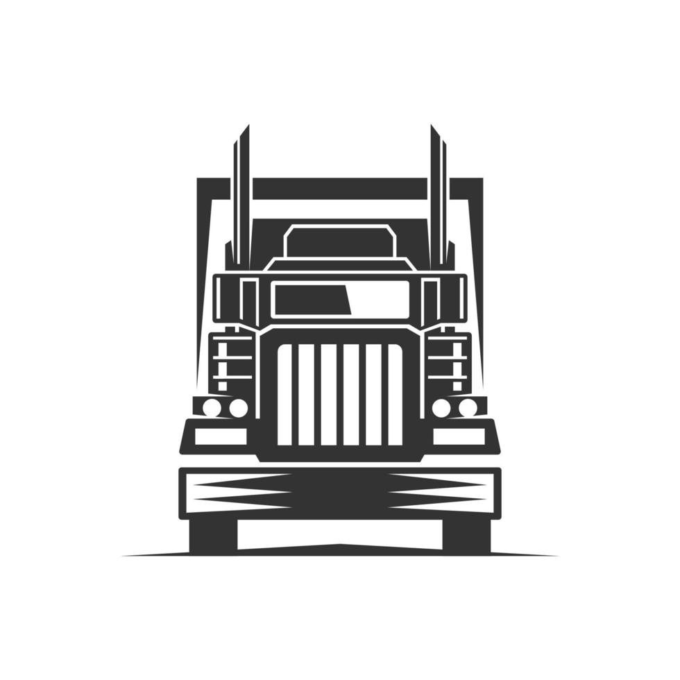 modelo de logotipo de silhueta de vetor logístico de caminhão. perfeito para entrega ou logotipo da indústria de transporte. simples com cor cinza escuro