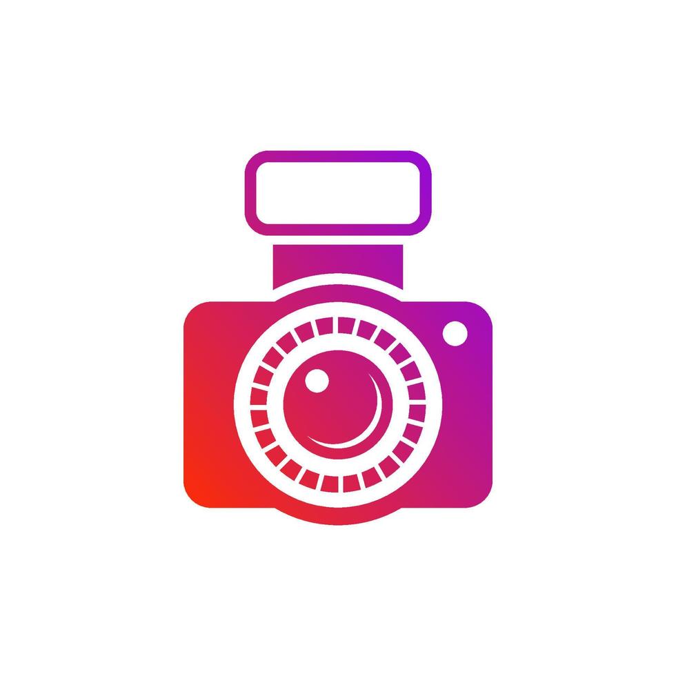 ilustração vetorial de câmera. bom para ícone de câmera, fotografia ou indústria de videografia. gradiente simples com estilo de cor azul e vermelho vetor