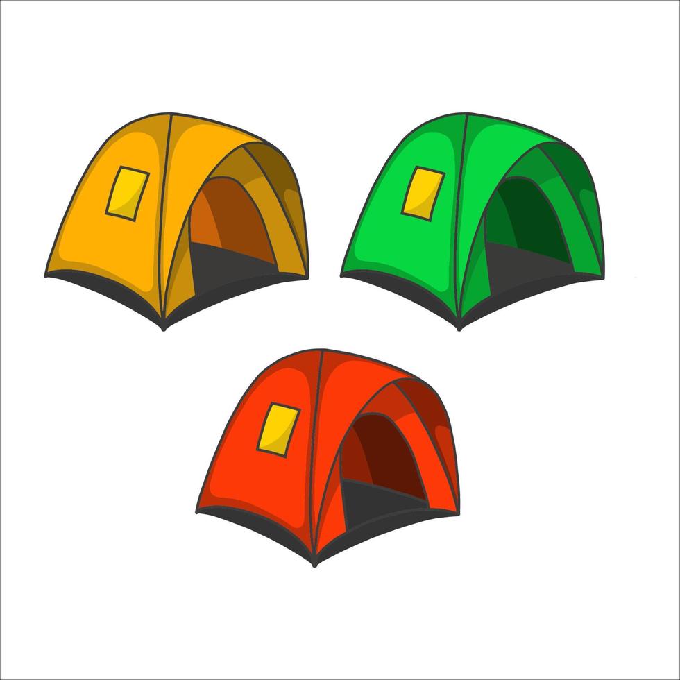 modelo de ilustração vetorial de barraca de acampamento. adequado para viagens, esportes, recreações, aventura ou temas de férias. estilo de cor plana vetor