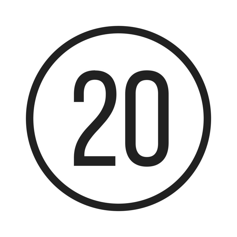 ícone de limite de velocidade 20 linhas vetor