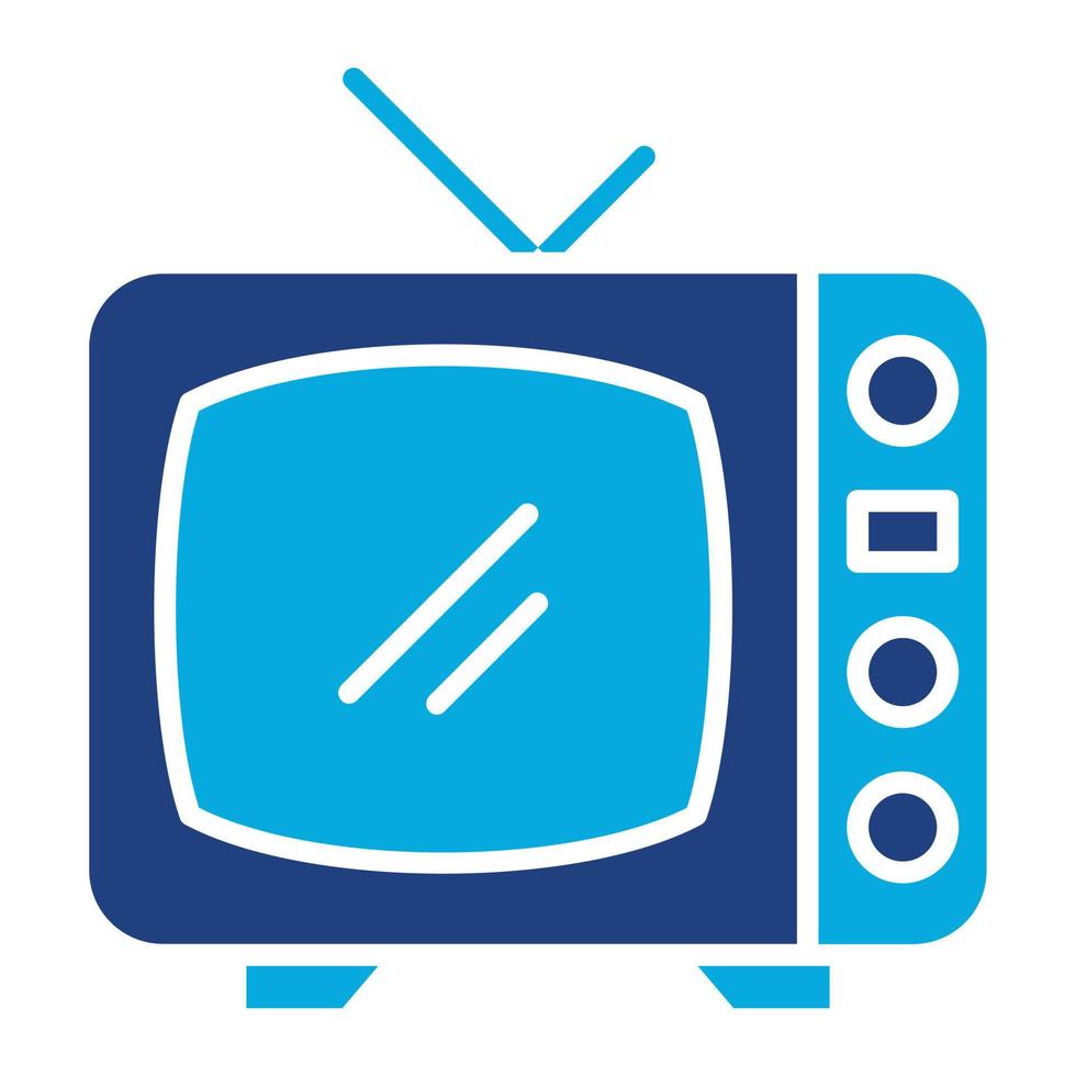 ícone de duas cores com glifo de televisão vetor