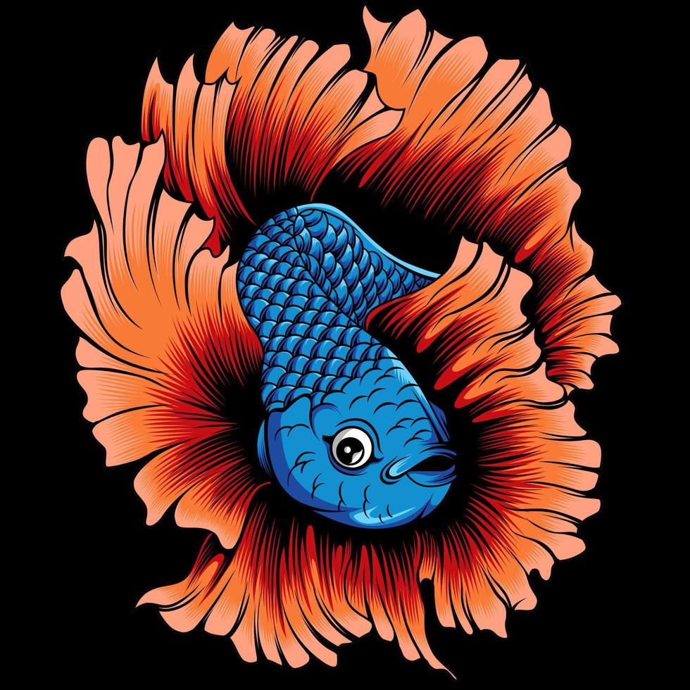ilustração vetorial de peixe betta colorido. peixe-lutador-siamês. betta splendens. vetor