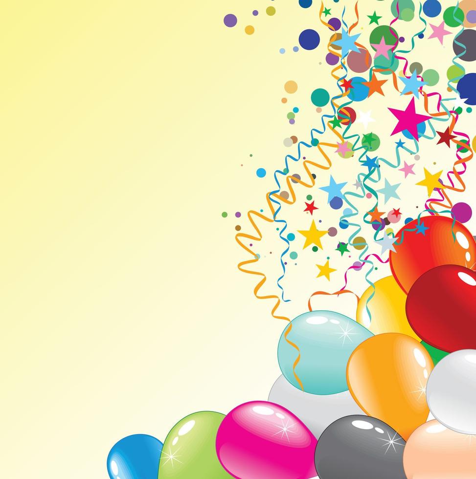 balões de fundo e vetor de ilustração de confete