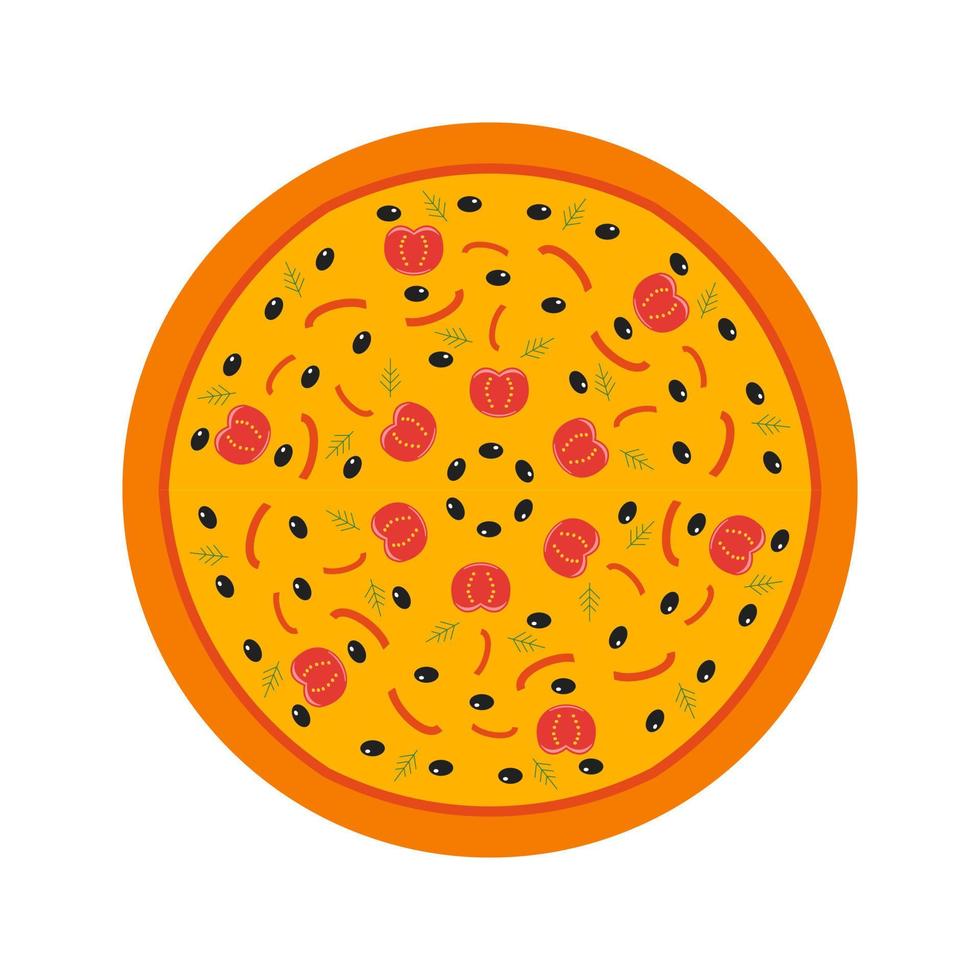 ícone multicolorido plano de pizza vetor