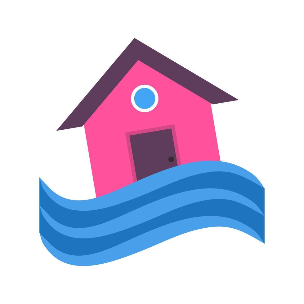 casa no ícone multicolorido plano de inundação vetor