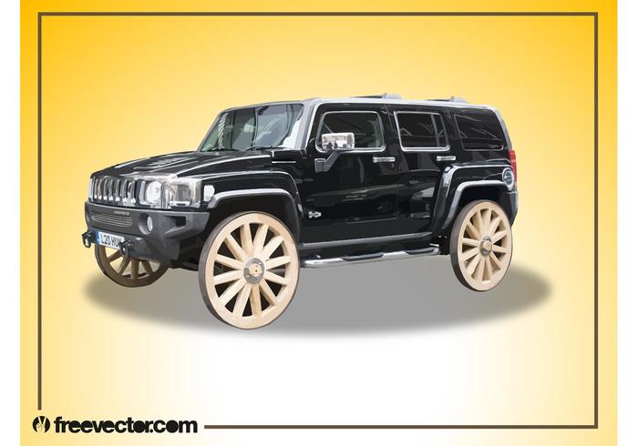 Hummer Com Rodas De Madeira vetor