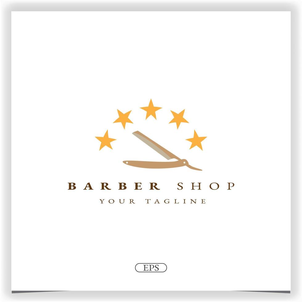 corte de cabelo de barbearia e logotipo de barbear modelo elegante premium vetor eps 10