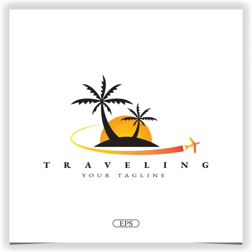 logotipo de praia de viagem modelo elegante premium vetor eps 10
