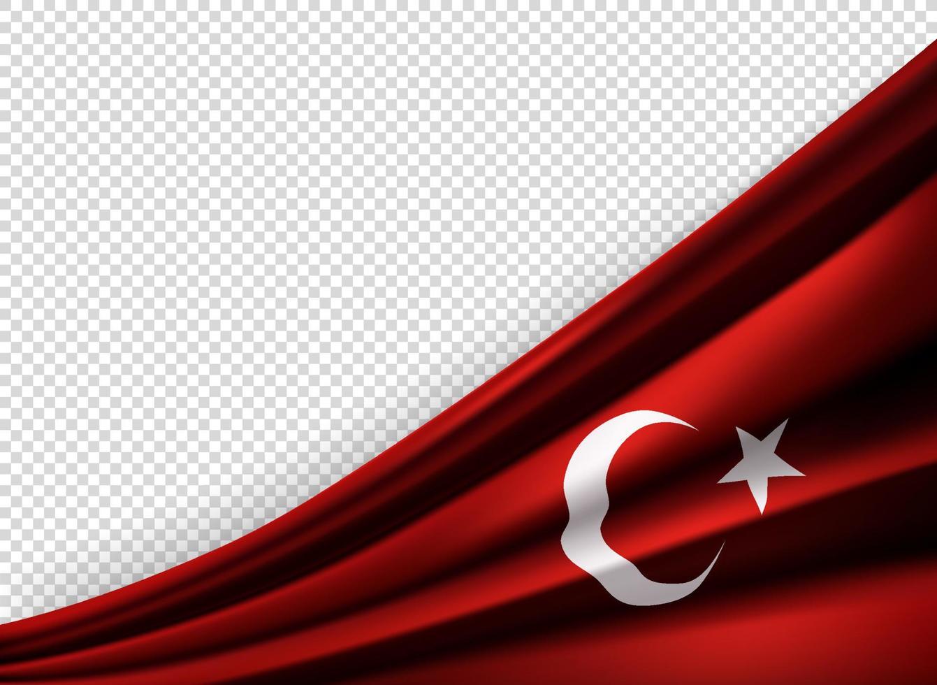 bandeira dobrada da Turquia. banner de vetor 3D com espaço de cópia