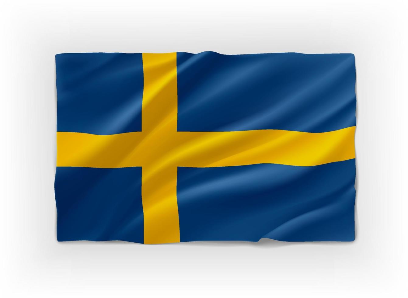 bandeira azul e amarela da Suécia. objeto de vetor 3D isolado no fundo branco