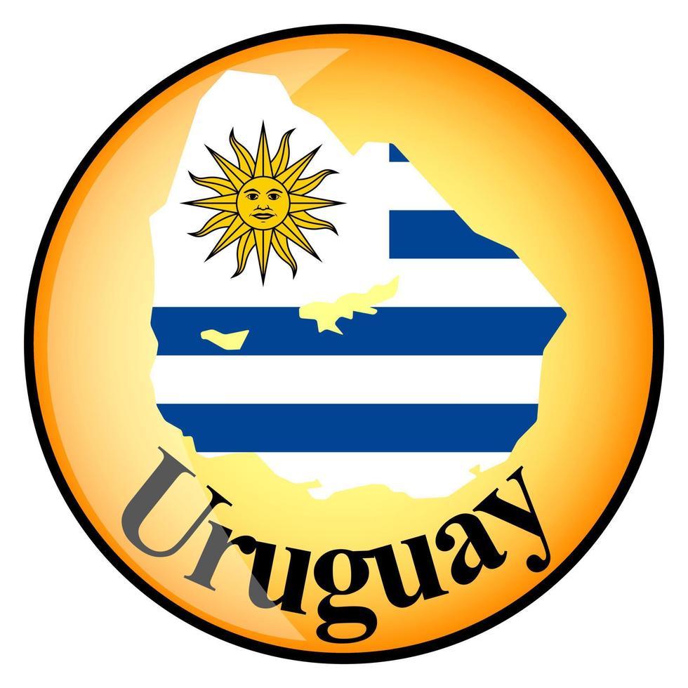 botão laranja com os mapas de imagem do uruguai vetor