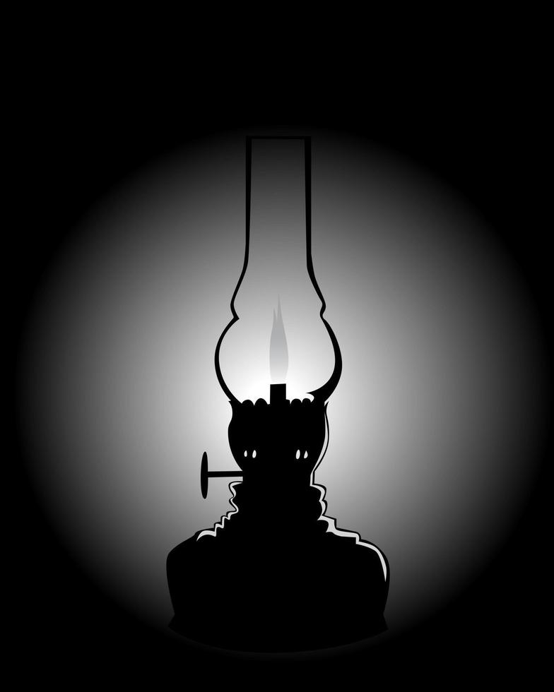 silhueta negra de uma lâmpada de querosene vetor