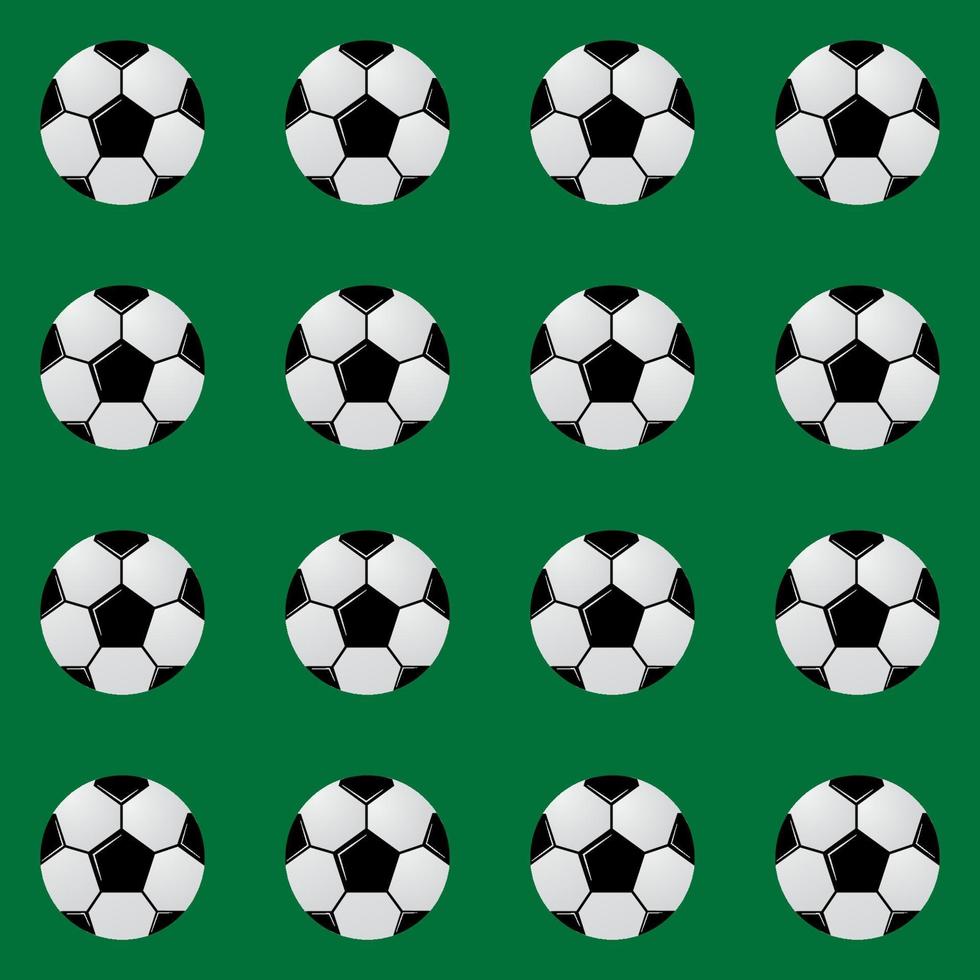 bolas de futebol preto e branco no padrão sem costura verde. fundo de vetor de futebol. esporte recreação tema cartoon ilustração estilo. modelo fácil de editar para seus projetos de design.