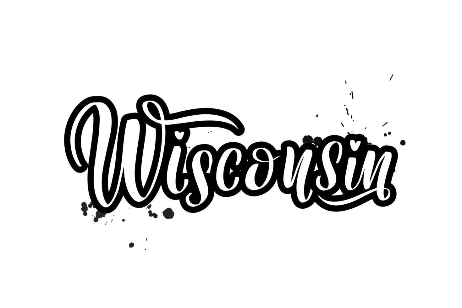 letras de pincel manuscritas inspiradoras wisconsin. ilustração vetorial de caligrafia isolada no fundo branco. tipografia para banners, crachás, cartão postal, camiseta, estampas, cartazes. vetor