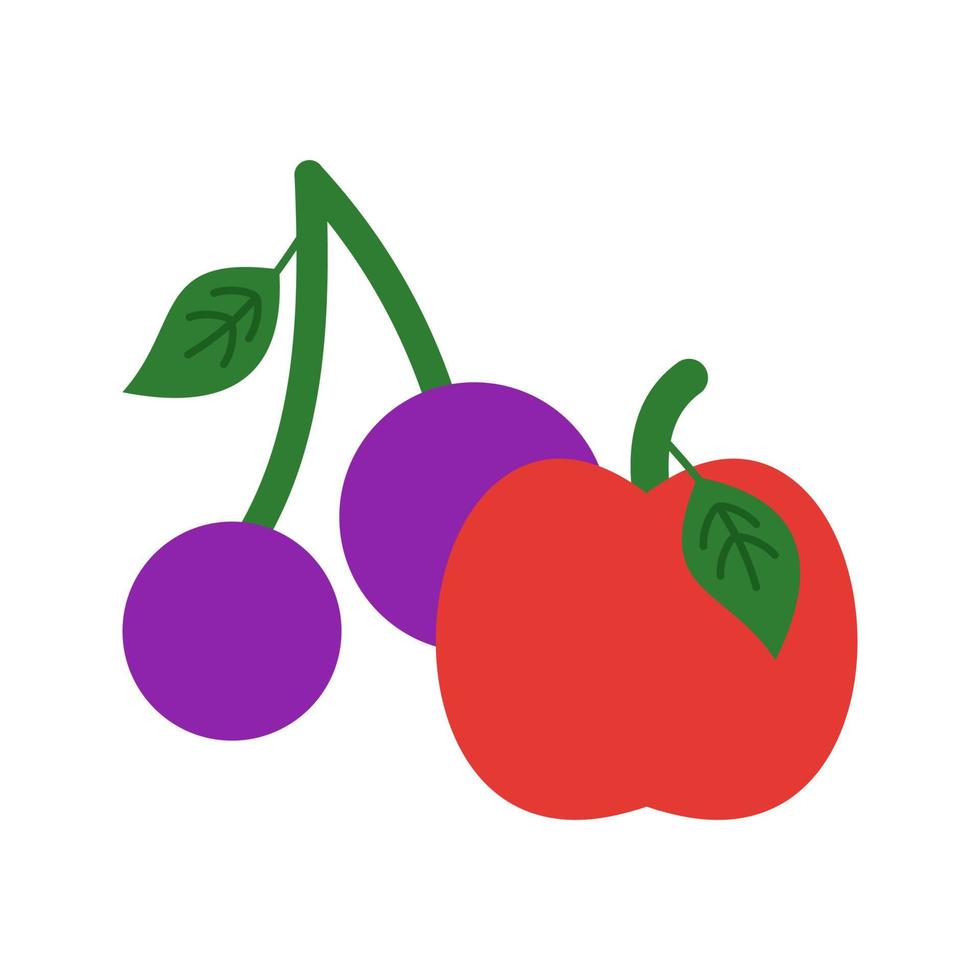 ícone multicolorido plano de frutas vetor