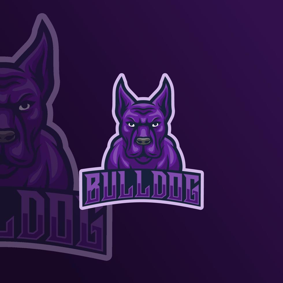 vetor de equipe de logotipo de mascote de desenho animado bulldog