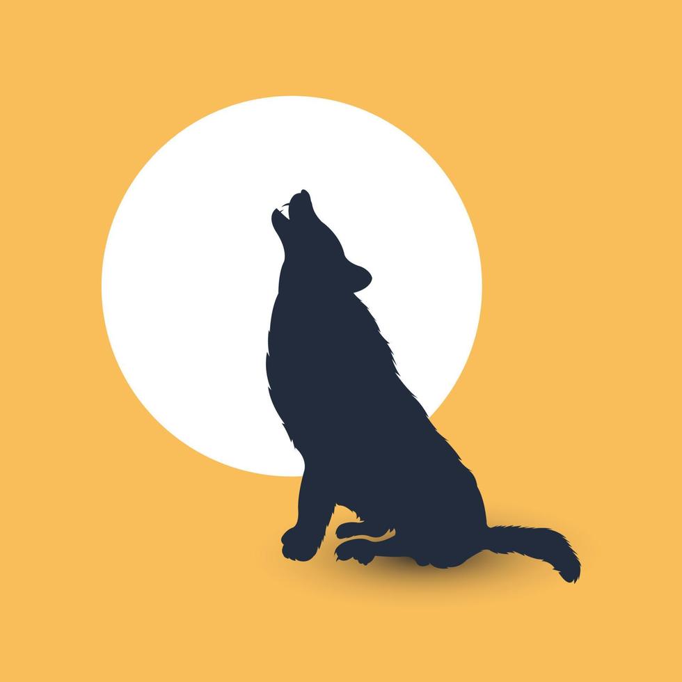 silhueta do lobo. logotipo de lobo vetorial. vida selvagem, ilustração de lobo selvagem, ícone de lobo sentado vetor